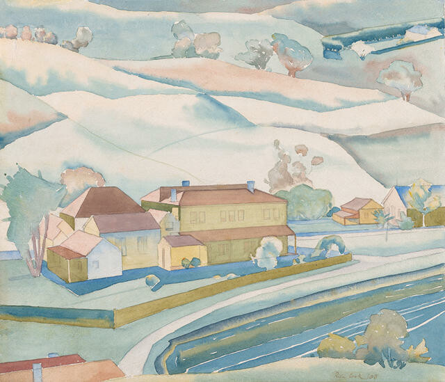 The Duvauchelle pub and hills