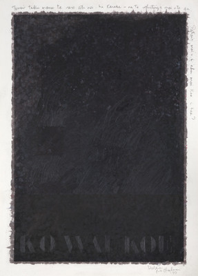 Ralph Hotere Drawing (KO WAI KOE?) 1977. Lacquer, ink, pencil. Collection of Christchurch Art Gallery Te Puna o Waiwhetū, purchased 1978. Reproduced courtesy of Ralph Hotere