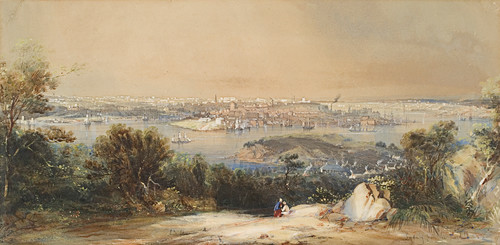 Conrad Martens Sydney from North Shore. Collection of Christchurch Art Gallery Te Puna o Waiwhetū, estate of Mrs S.M. Lewis in memory of her husband Mr Leslie James Lewis