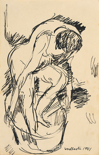 Sketch of woman bathing