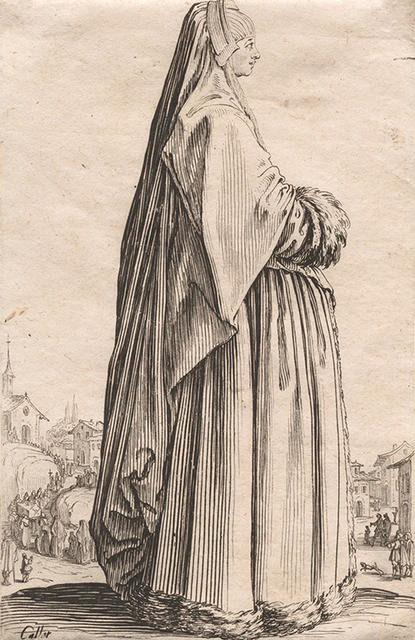 La Dame Coiffée d'un Grand Voile et à la Robe Bordée de Fourrures