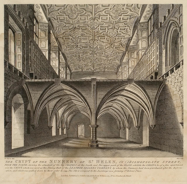 The Crypt Of The Nunnery Of St Helen In Bishopsgate Street, From The North, Showing The Situation Of The Two Chapels At The South End.