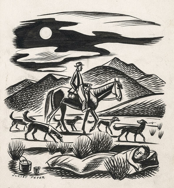 Untitled [Rider with Dogs and Man in Sleeping Bag]