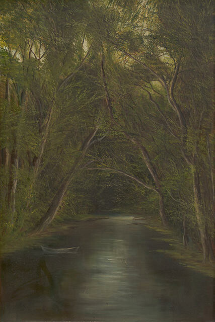 Trees, Stream and Boat