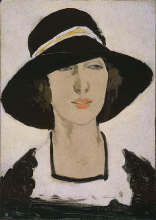 Study (Woman in a wide black hat) by Raymond McIntyre