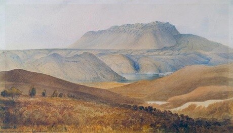 John Kinder: Tarawera Mountain from the Landing Place near Rotomahana 1866