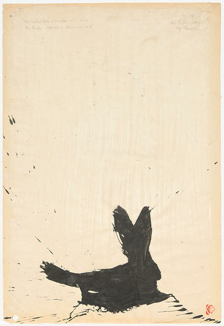 for Gibbon Sengai - my teacher - the oyster holds a moonbeam in its mouth. the rabbit cherishes a child in its womb - 10.29.79 - 18