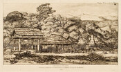 Nouvelle Zélande, Greniers indigènes et Habitations à Akaroa (Presqu’île de Banks, 1845