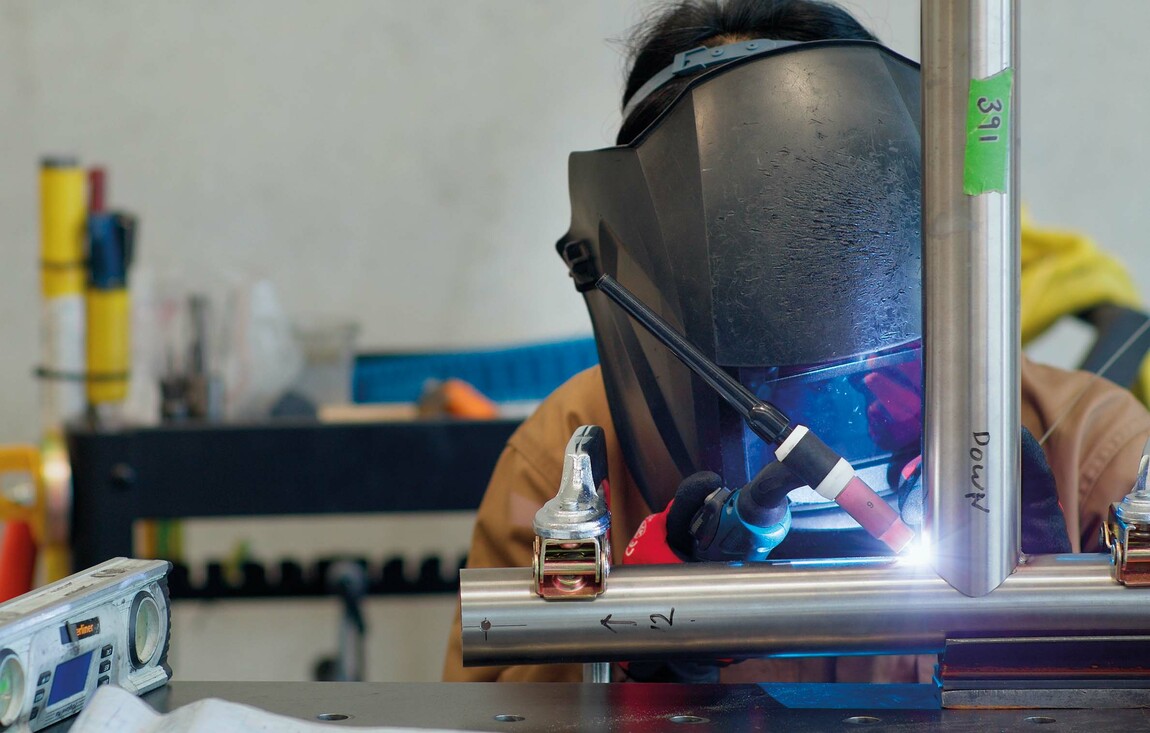 Yona Lee at work in her Tāmaki Makaurau Auckland studio in 2024. Photo: Belmont Productions Ltd.