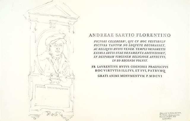 Memorial to Andrea Del Sarto, The Cloister, SS Annunziata, Florence, 15 April 1974
