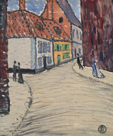Raymond McIntyre Street in Saint-Valery-sur-Somme c. 1913. Oil on panel. Collection of Christchurch Art Gallery Te Puna o Waiwhetū, purchased with assistance from the Barbara Anne Ford bequest, 2025