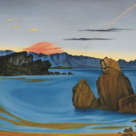 Leo Bensemann Evening, Ligar Bay 1979. Oil on board. Collection of Burnside High School. Reproduced with permission