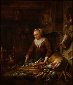 Cottage Interior with Kitchen Maid