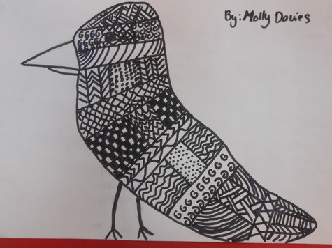 Molly Davies Bird 2015. One of a number of works created by the pupils of Leumeah High School, partly inspired by the Christchurch Art Gallery collection. Reproduced with permission