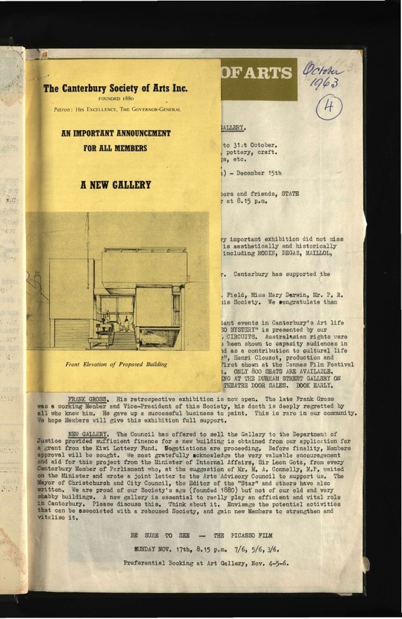 Canterbury Society of Arts newsletter, October 1963
