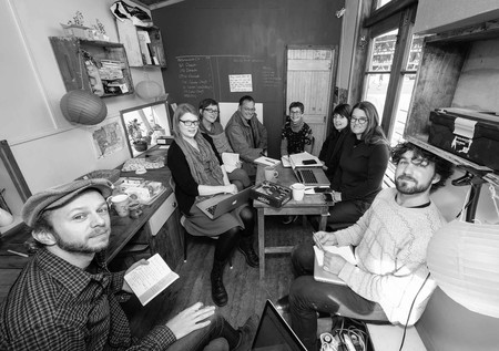 Gap Filler team clockwise from bottom left: Ryan Reynolds, Rachael Welfare, Bec May, Simon Gurnsey, Anita Parris, Rosaria Ferguson, Sally Airey and Richard Barnacle. Unable to be present were Coralie Winn, Hannah Airey and Trent Hiles. Photo: John Collie  